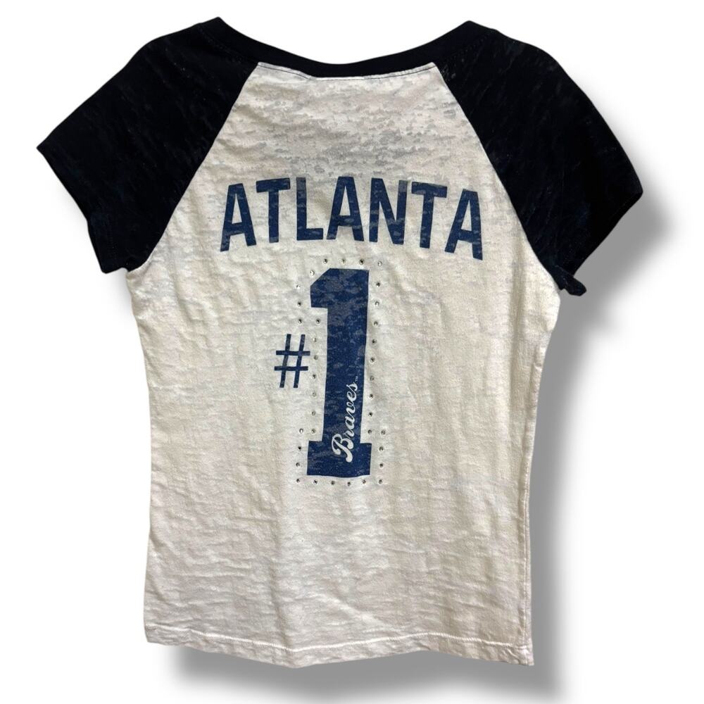 Genuine Merchandise Girls Tee Atlanta Braves Size 12 White Navy Blue